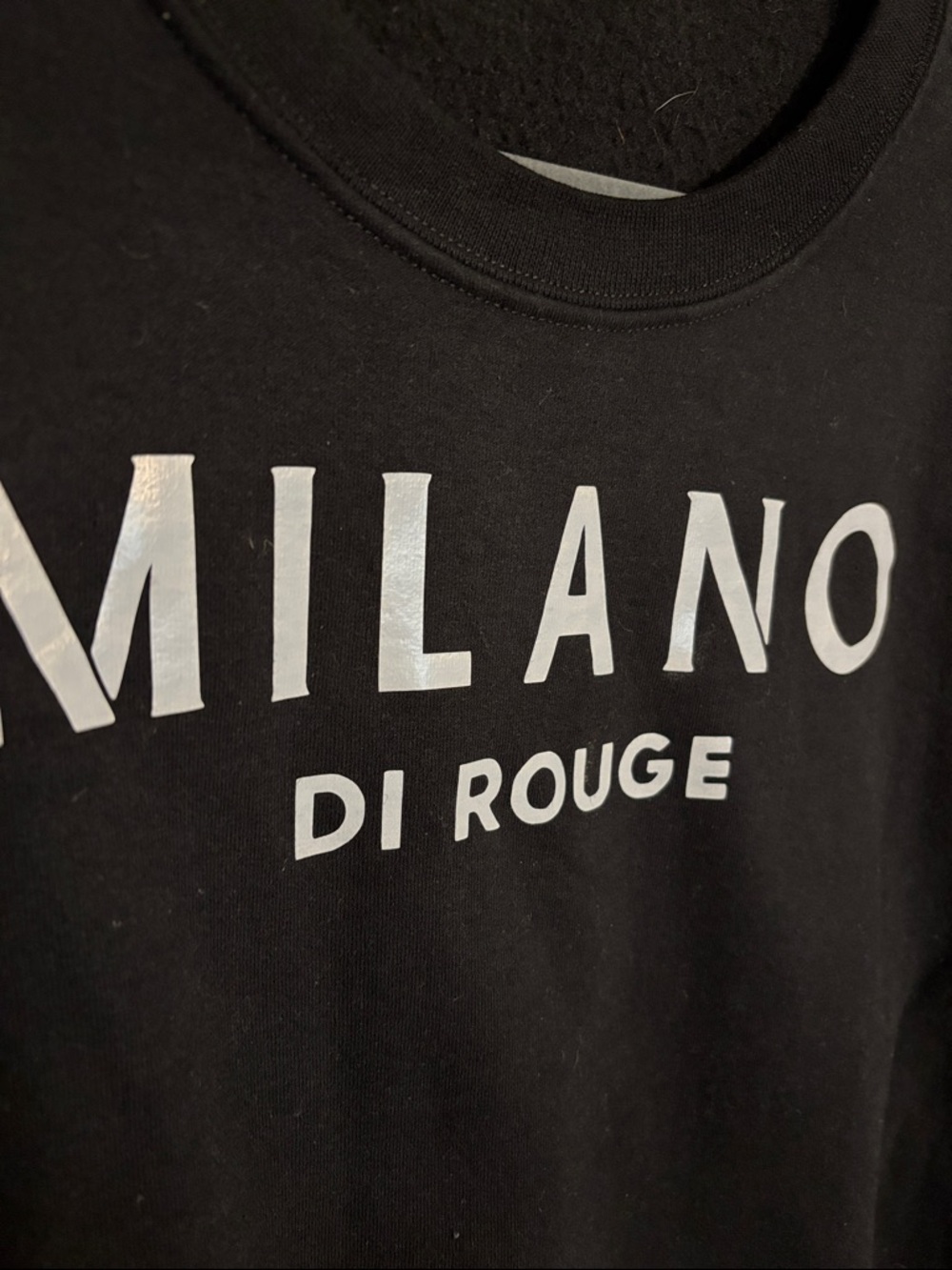Milano Di Rouge Black Crewneck with White Logo - Picture 2 of 2